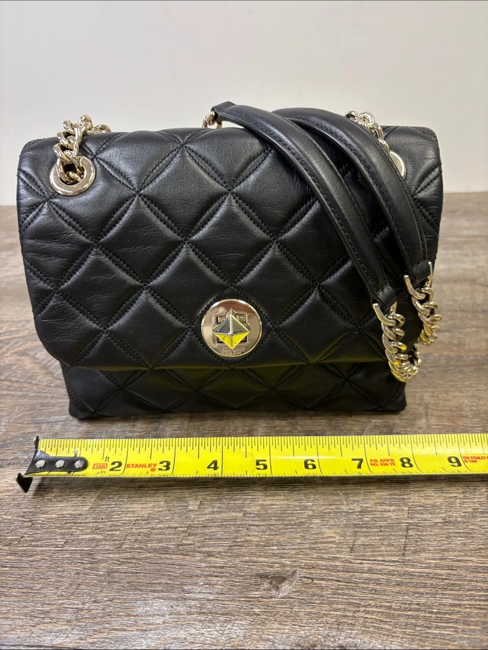 Kate Spade New York Black Quilted Leather Gold Chain Shoulder Bag
